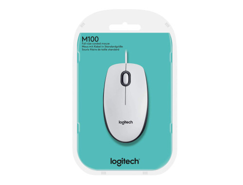ماوس با سیم لاجیتک مدل M100 White ماوس با سیم لاجیتک مدل M100 White